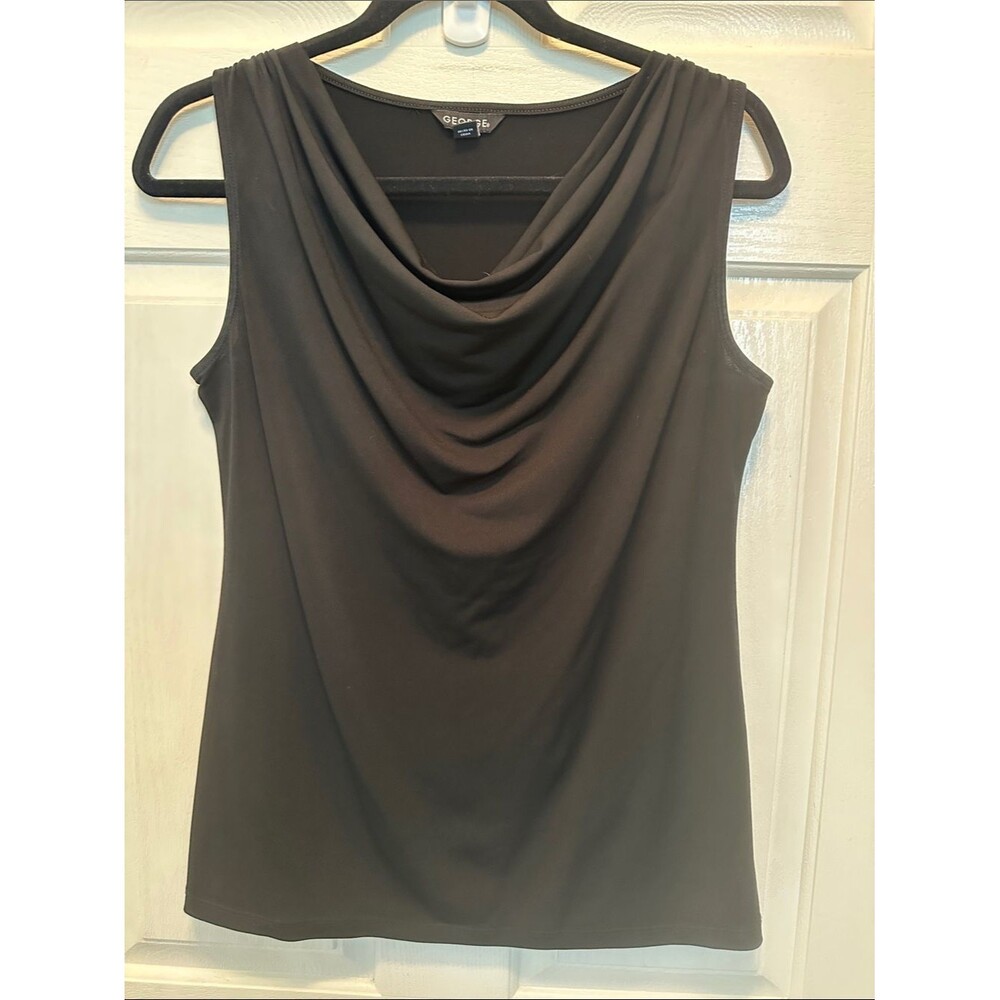 George Black Sleeveless Draped Cowl Neck Camisole Size XS (0-2)